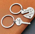 Stainless Steel Heart and Key Keychain Set